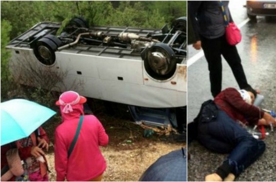 Թուրքիայում զբոսաշրջիկներին տեղափոխող ավտոբուս է շրջվել