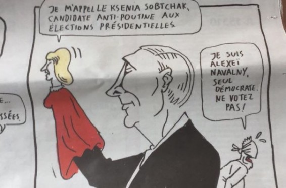 Պուտինն ու նրա «խամաճիկ» Սոբչակը. Charlie Hebdo-ն ծաղրանկար է հրապարակել ՌԴ նախագահական ընտրությունների վերաբերյալ