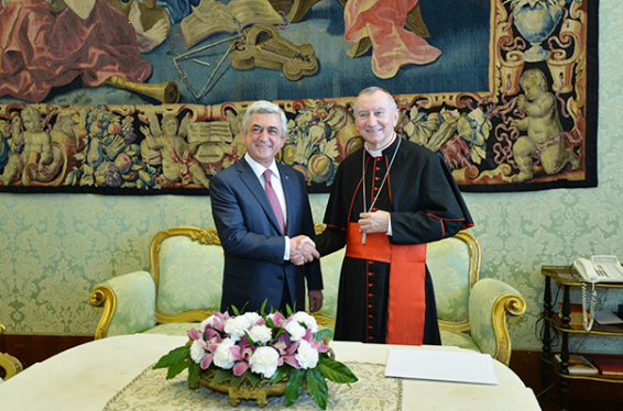 Ս. Սարգսյանը Սուրբ Աթոռի պետքարտուղար Պիետրո Պարոլինի հետ քննարկել է տարածաշրջանային խնդիրներն ու մարտահրավերները, այդ թվում՝ ԼՂ հիմնախնդիրը