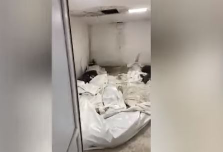 Опубликовано видео помещения, где находятся тела погибших солдат: Температура +26С