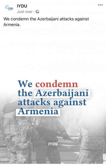 Միջազգային երիտասարդական դեմոկրատական միությունը (IYDU) դատապարտում է ադրբեջանական հարձակումը