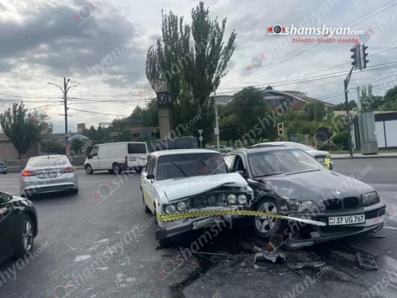 Հալաբյան-Կիևյան փողոցների խաչմերուկում բախվել են «BMW»-ն ու «ՎԱԶ 2106»-ը. 2 վիրավորներից մեկը հղի կին է