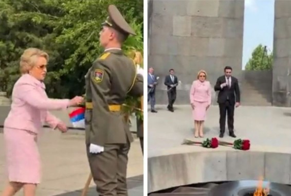 Матвиенко возложила цветы к Вечному огню и к мемориалу памяти жертв Геноцида армян