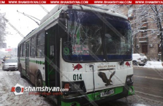 Երևանում վթարի է ենթարկվել 9 երթուղին սպասարկող տրոլեյբուսը և թիվ 259 երթուղին սպասարկող մարդատար ավտոբուսը. կան վիրավորներ. shamshyan.com