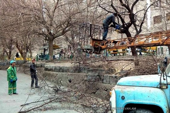 Ընթանում են ծառերի ձևավորման գարնանային աշխատանքներ